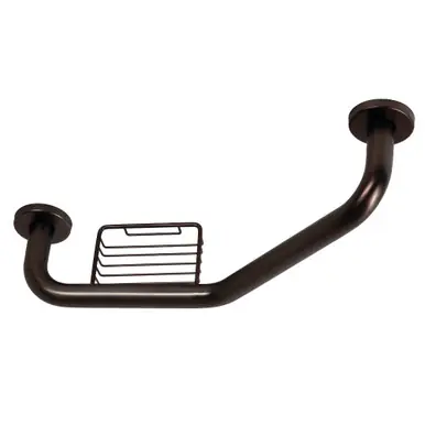 Affordable Kingston Brass GBS141012CS5 Meridian 10" x 12" Angled Grab Bar with Soap Holder, Oil Rubbed Bronze