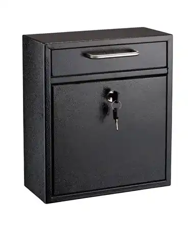 Free Returns Alpine ADI631-04-BLK Large Wall Mountable Mailbox with Key Lock