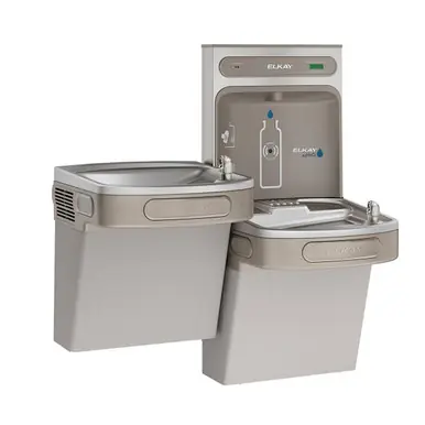 Affordable ELKAY LZSTL8WSVRLK ezH2O Bottle Filling Station & Versatile Bi-Level ADA Vandal-Resistant Cooler, Filtered Refrigerated -Light Gray
