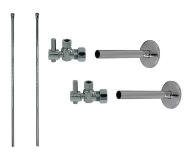 Worldwide Shipping Mountain Plumbing Lavatory Supply Kit - Mini Lever Handle with 1/4 Turn Ball Valve (MT521-NL) - Angle, Cover Tubes, No Trap - Unlacquered Brass - MT593BL-NL/ULB