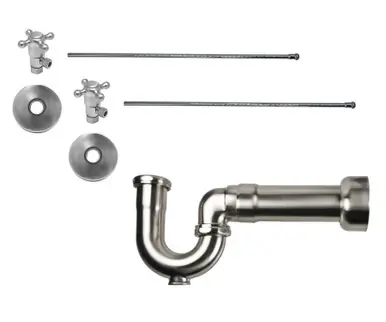Worldwide Shipping Mountain Plumbing MT3042-NL/CHBRZ Lavatory Supply Kit - Brass Cross Handle with 1/4 Turn Ceramic Disc Cartridge Valve - Angle, Massachusetts P-Trap - Champagne Bronze
