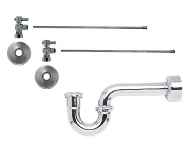 Modern Mountain Plumbing MT5432-NL/BRN Lavatory Supply Kit - Mini Lever Handle with 1/4 Turn Ball Valve - Angle, P-Trap 1-1/2" - Brushed Nickel