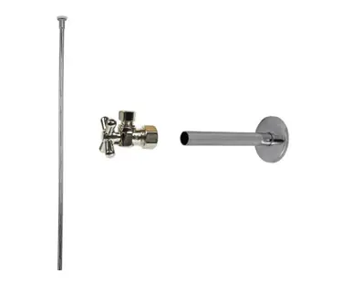 High Quality Mountain Plumbing MT582BX-NL/CHBRZ Toilet Supply Kit - Brass Cross Handle with 1/4 Turn Ball Valve - Angle, Cover Tube, Flat Head Riser - Champagne Bronze